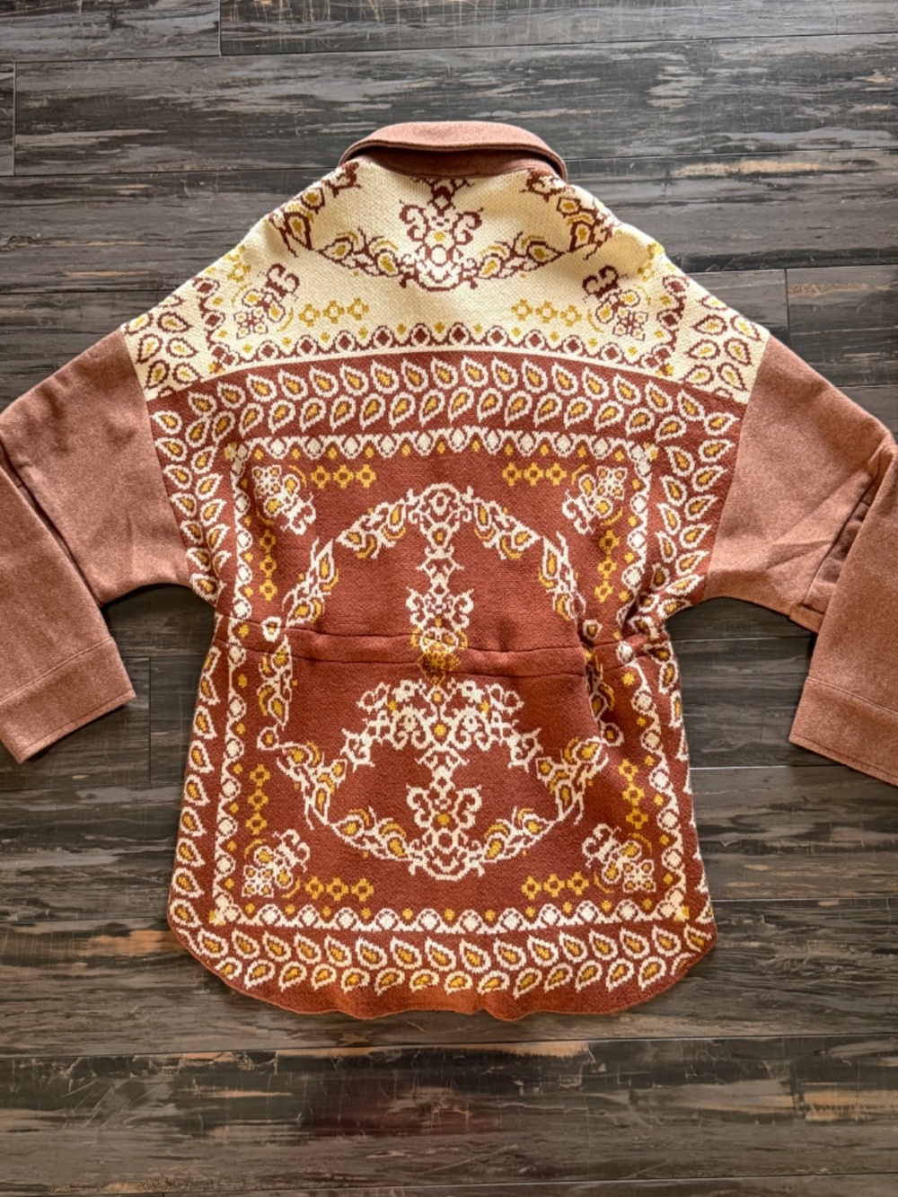 NEW Davi & Dani Jacket Button Front Drawstring Waist Front Chest Pockets Boho - Picture 8 of 16